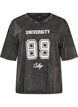 Oversized T-shirt in biologisch katoen met een collegeprint, Zwart, Packshot image number 0