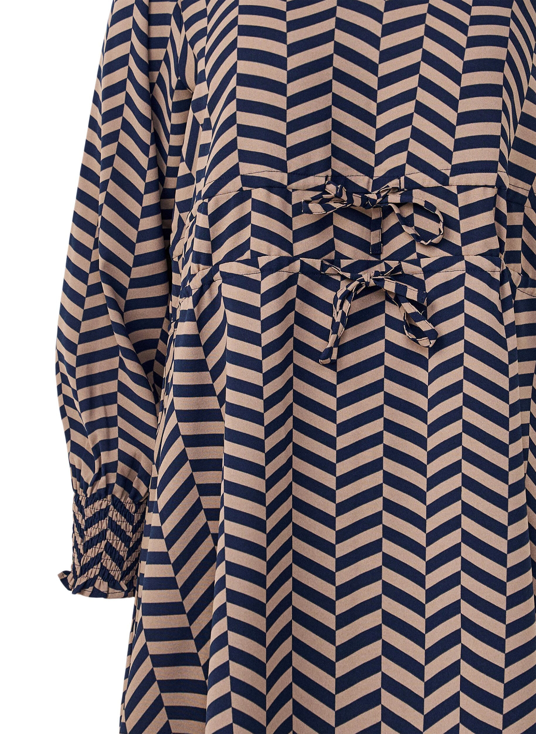 Zizzi Jurk met strikceinturen in de taille, Blauw, Packshot image number 2