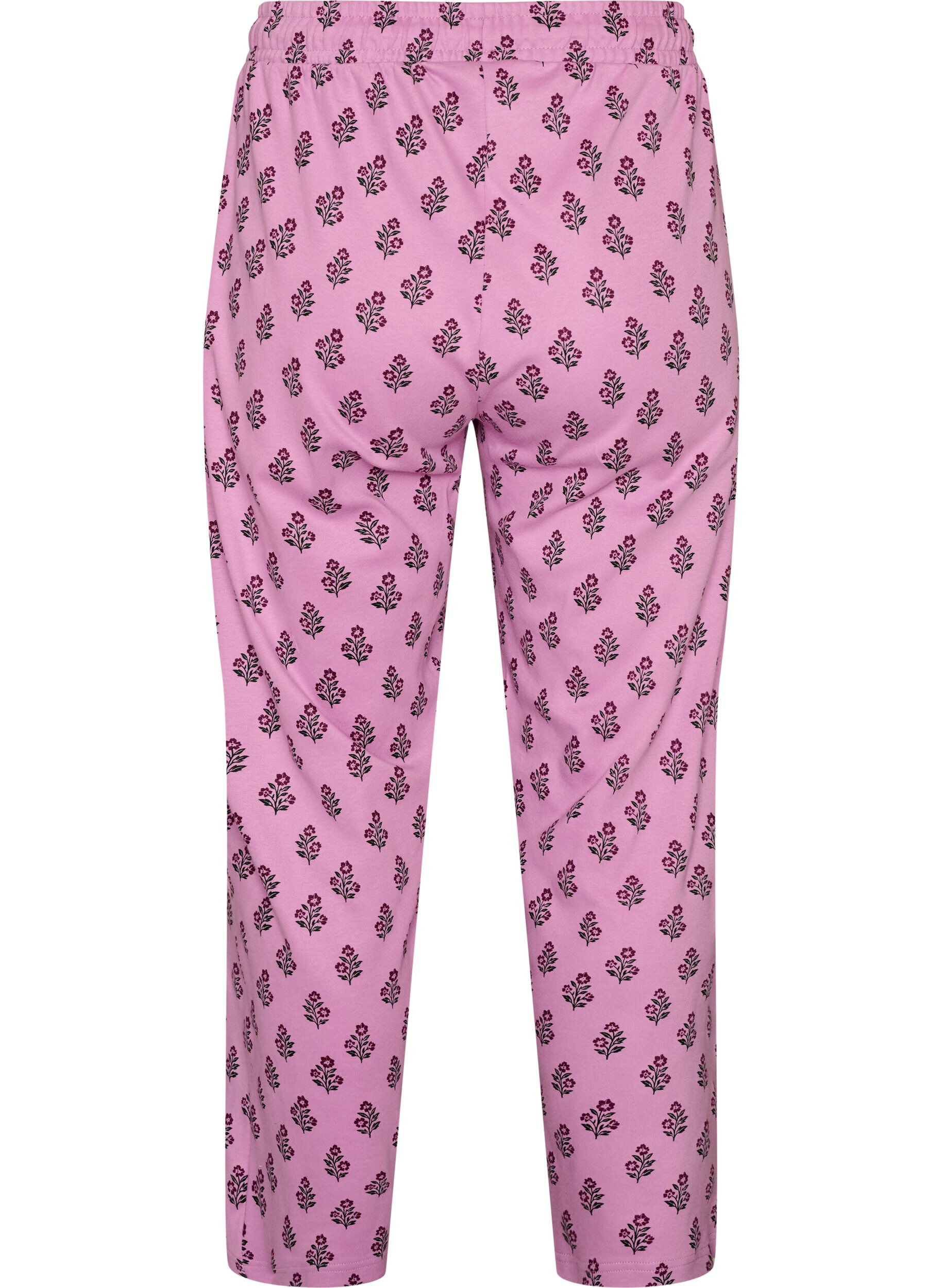 ZizziKatoenen pyjamabroek met hoge taille, Roze, Packshot image number 1
