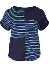 T-shirt met korte mouwen en strepen in viscose, Night Sky Stripe