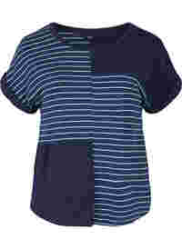 T-shirt met korte mouwen en strepen in viscose