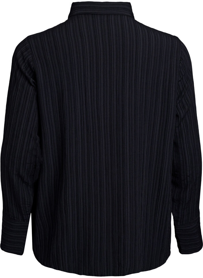 FLASH - Shirt met textuur, Zwart, Packshot image number 1