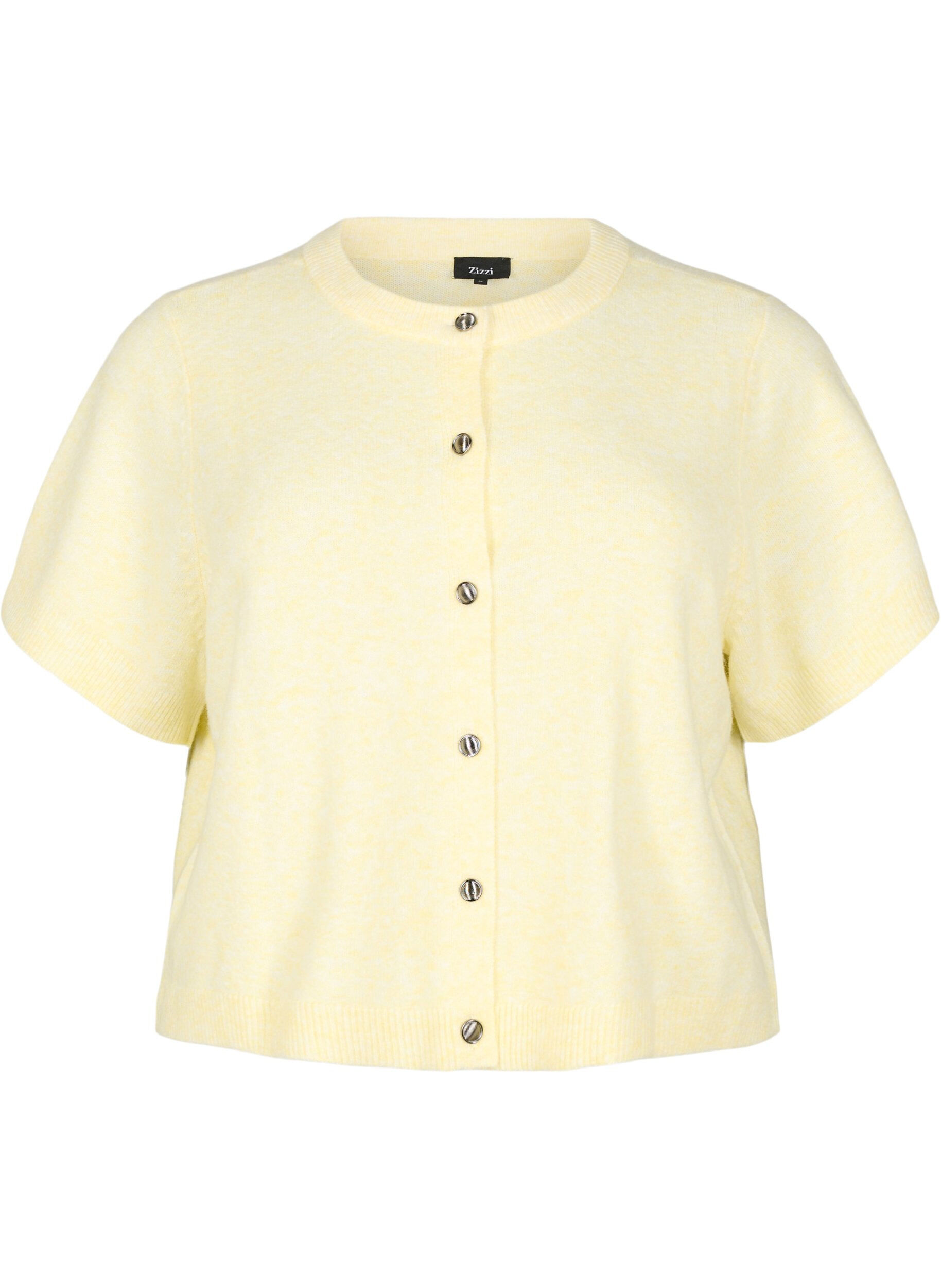 ZizziGebreide kleding vest met korte mouwen, Geel, Packshot image number 0