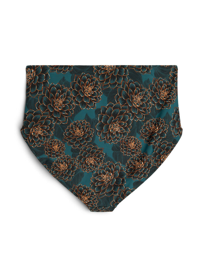 Bikinibroekje met print en hoge taille, Blauw, Packshot image number 1