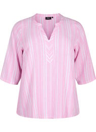 Gestreepte blouse in een mix van linnen en viscose, Rosebloom Wh.Stripe