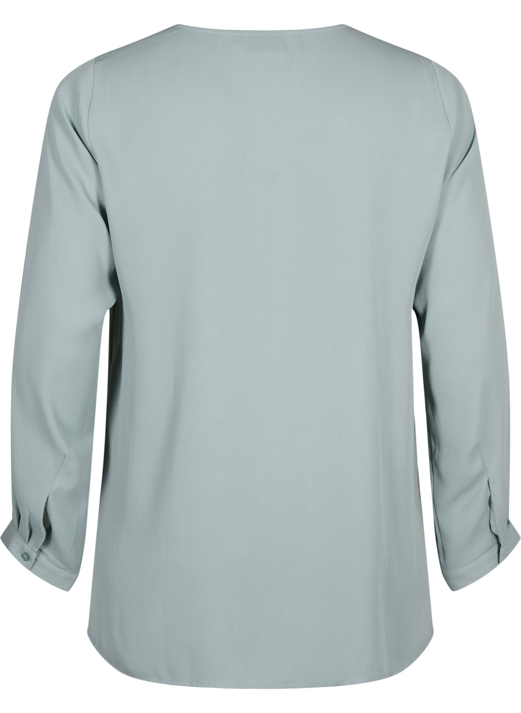Zizzi Effen shirt met V-hals, Chinois Green, Packshot image number 1
