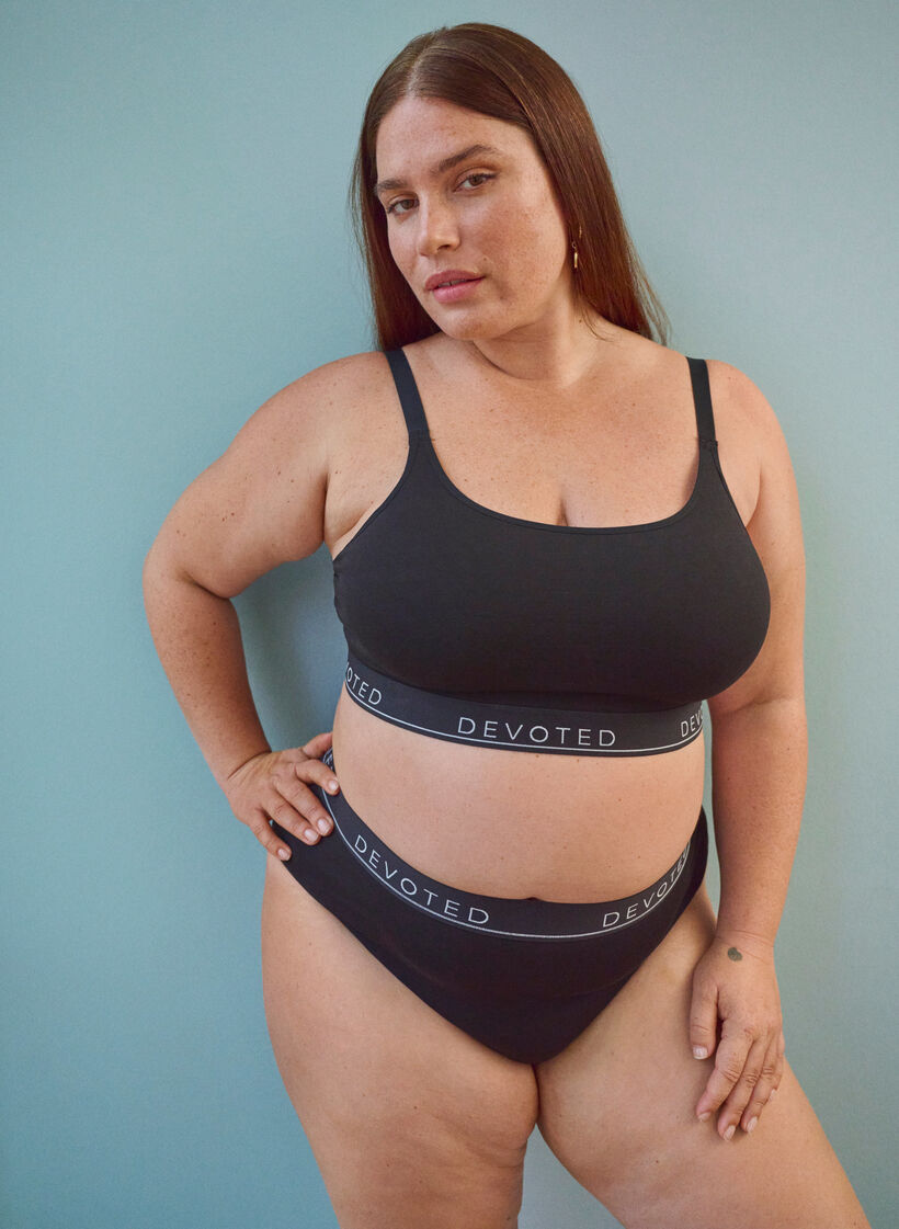 Katoenen G-string met normale taille, Zwart, Image image number 0