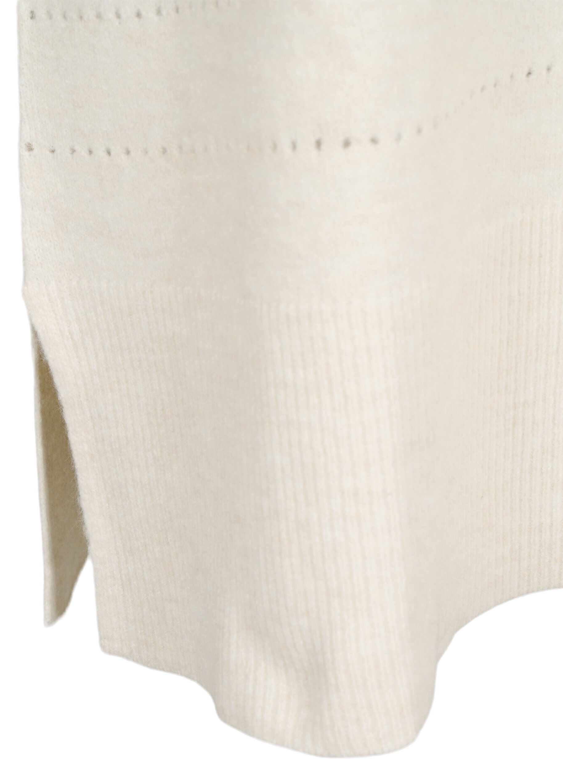 Zizzi Gebreide jurk met splitjes en kantpatroon, Birch Mel., Packshot image number 3