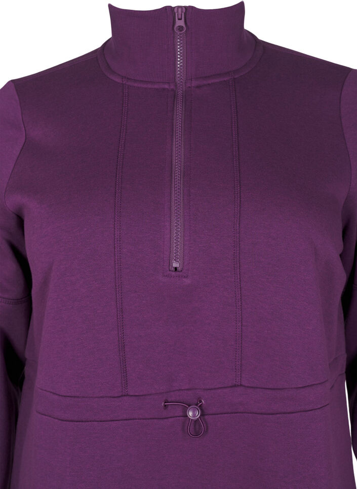 Korte sweatshirt jurk met een col en verstelbare taille, Deep Purple, Packshot image number 2