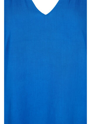 Viscose jurk met korte mouwen en v-hals, Classic Blue, Packshot image number 2