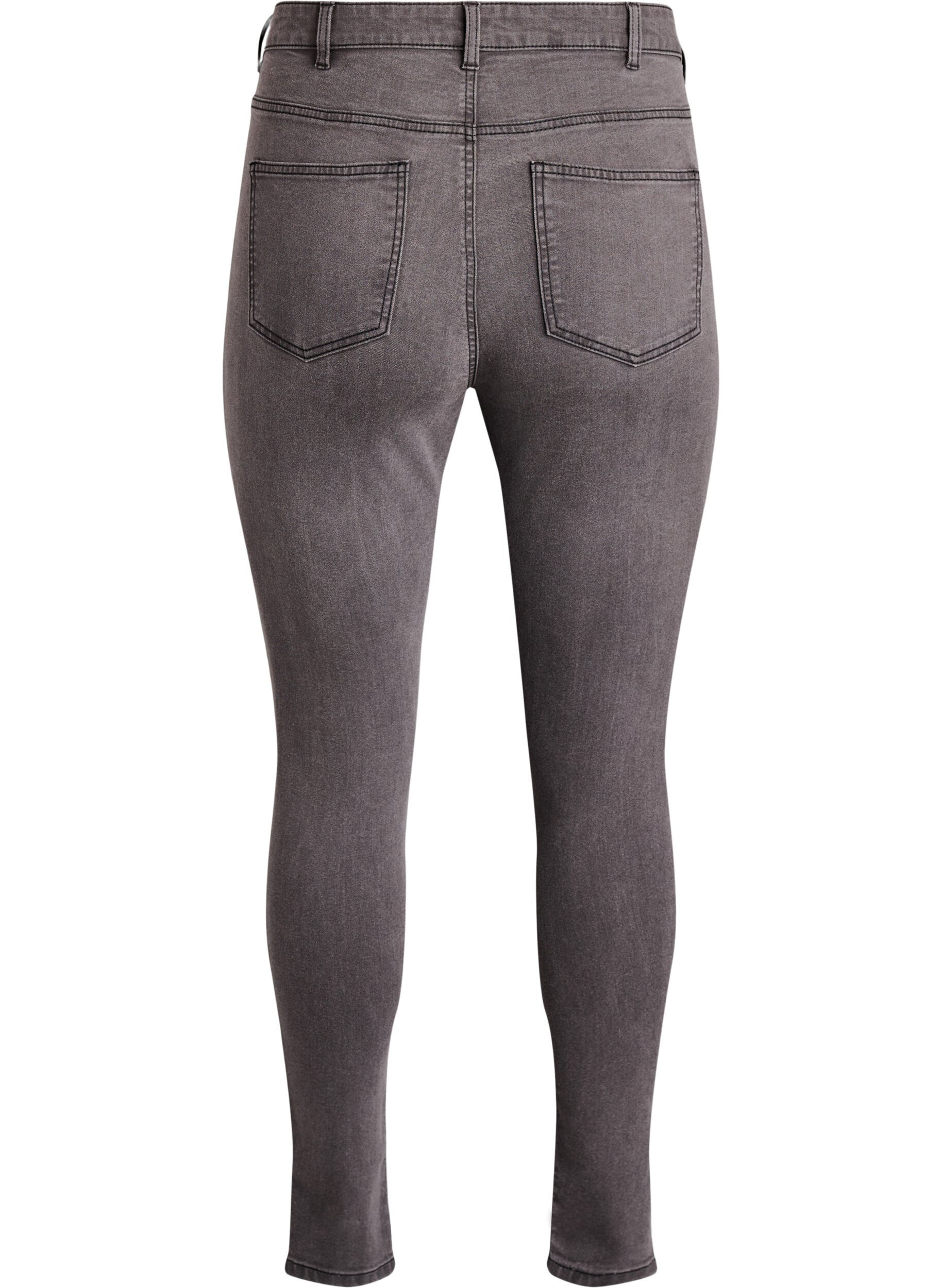 Zizzi Amy super slim fit jeans met hoge taille, Grijs, Packshot image number 1