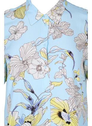 Lange viscose blouse met bloemenprint, Light Blue AOP, Packshot image number 2