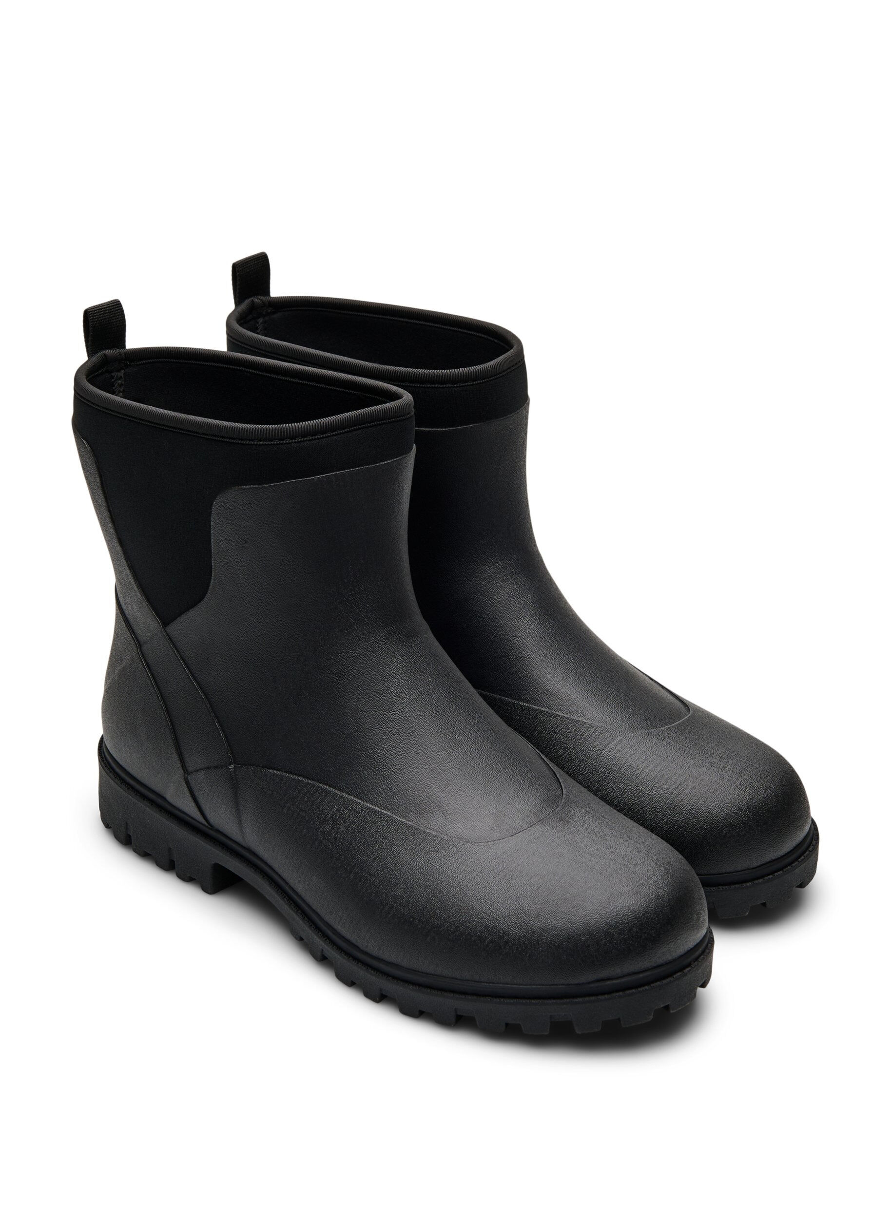 Zizzi Wide fit - Korte regenlaarzen met elastische neopreen schacht, Black, Packshot image number 1