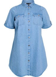 Denimjurk met korte mouwen en knopen, Blauw