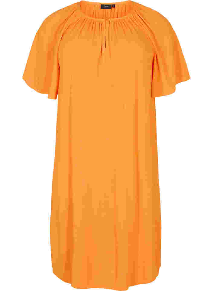 Viscose jurk met korte mouwen, Orange Peel, Packshot image number 0