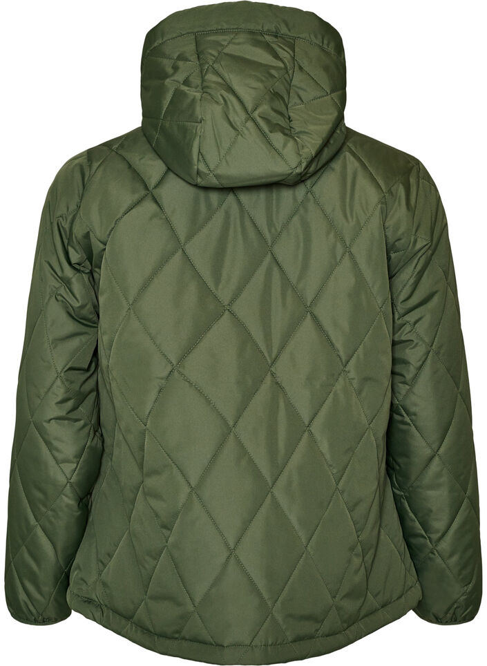 Licht gewatteerd jack met diamant-quilt, Groen, Packshot image number 1