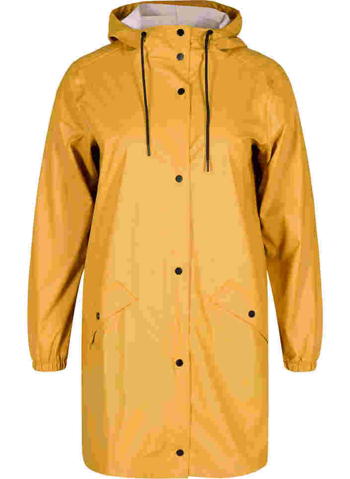 Regenjas met capuchon en knoopsluiting, Spruce Yellow, Packshot image number 0