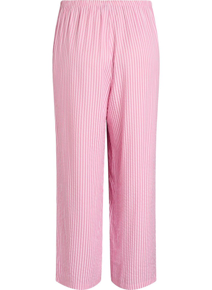 Losse seersucker-pyjamabroek met hoge taille, Roze, Packshot image number 1