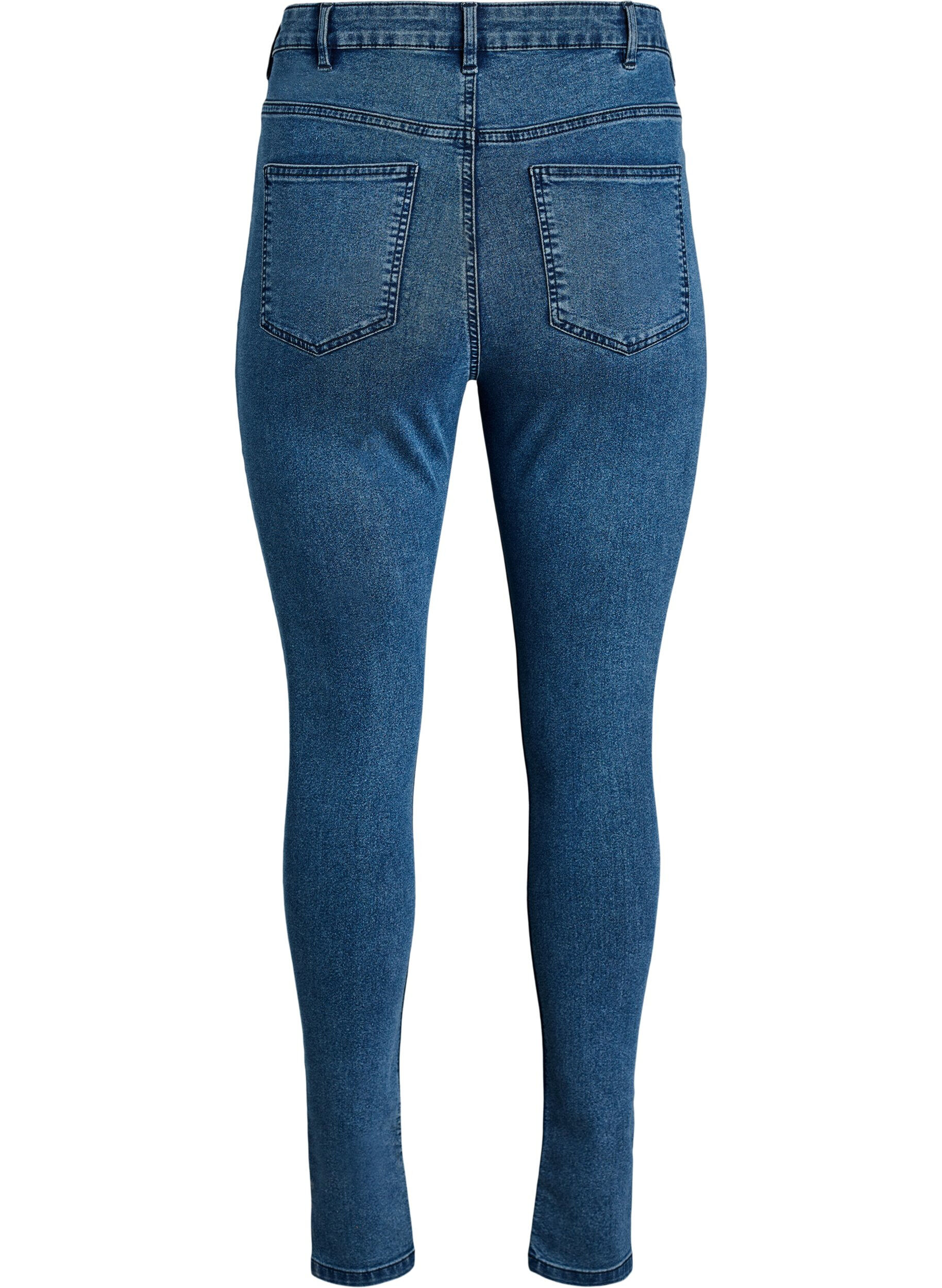 Zizzi Amy super slim fit jeans met hoge taille, Blauw, Packshot image number 1