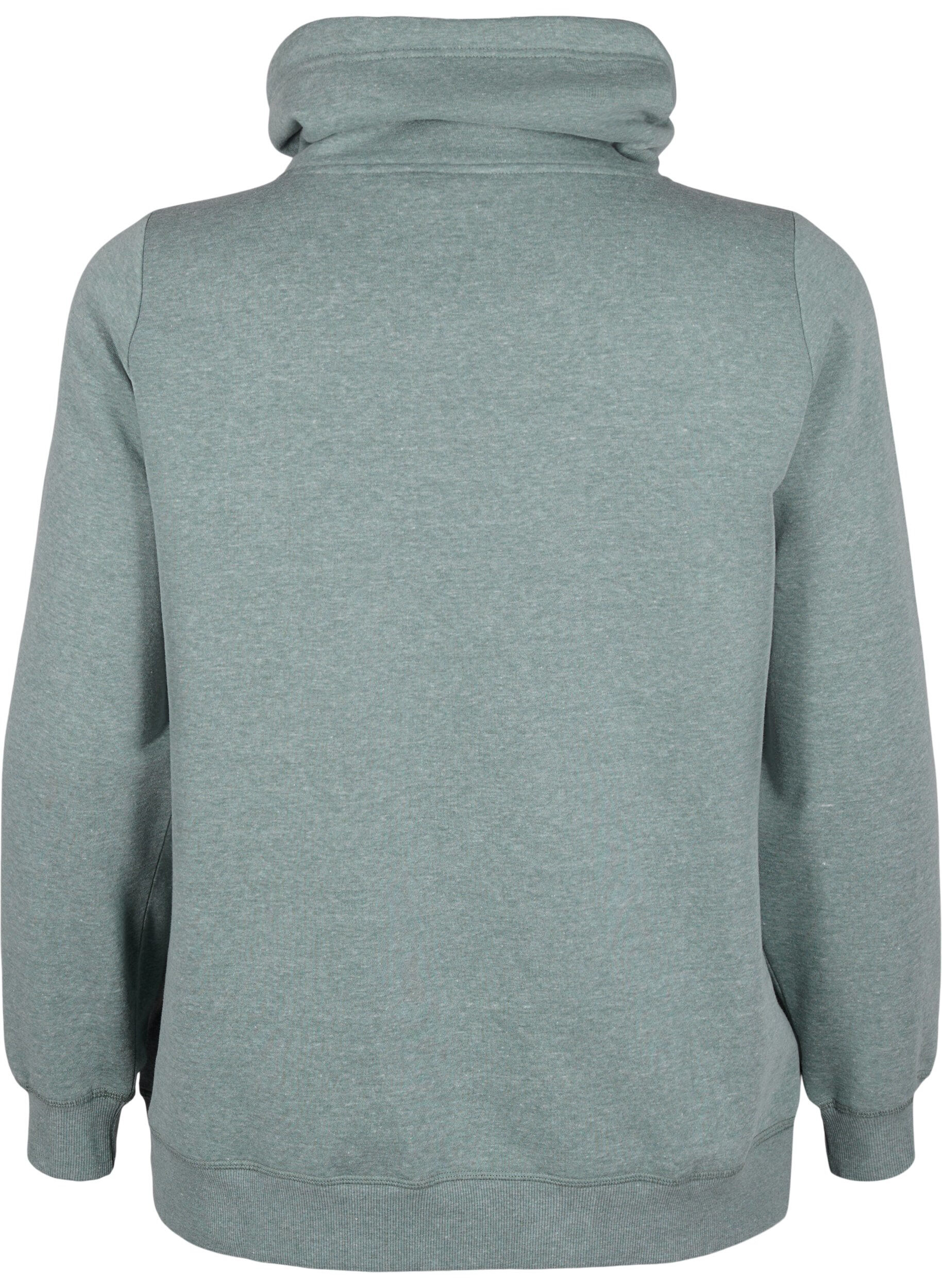 Zizzi FLASH - Sweatshirt met hoge kraag, Balsam Green Melange, Packshot image number 1