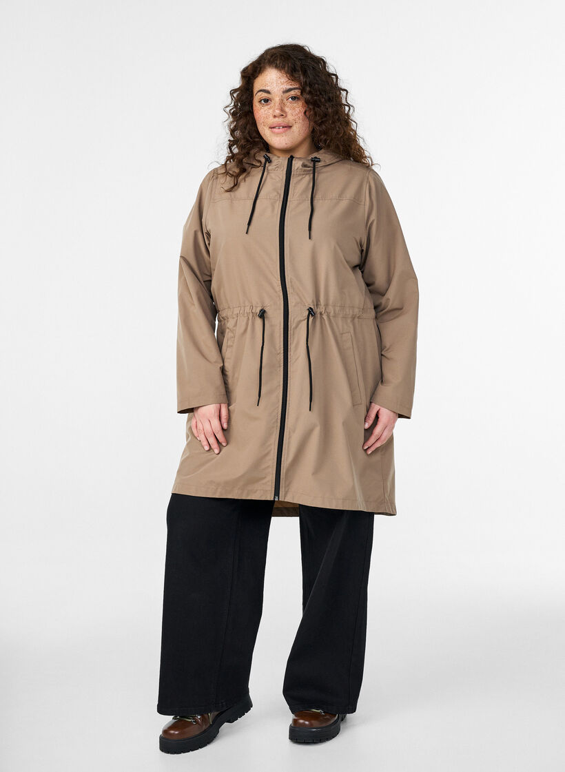 Lichtgewicht parka met een capuchon, Bruin, Model image number 1
