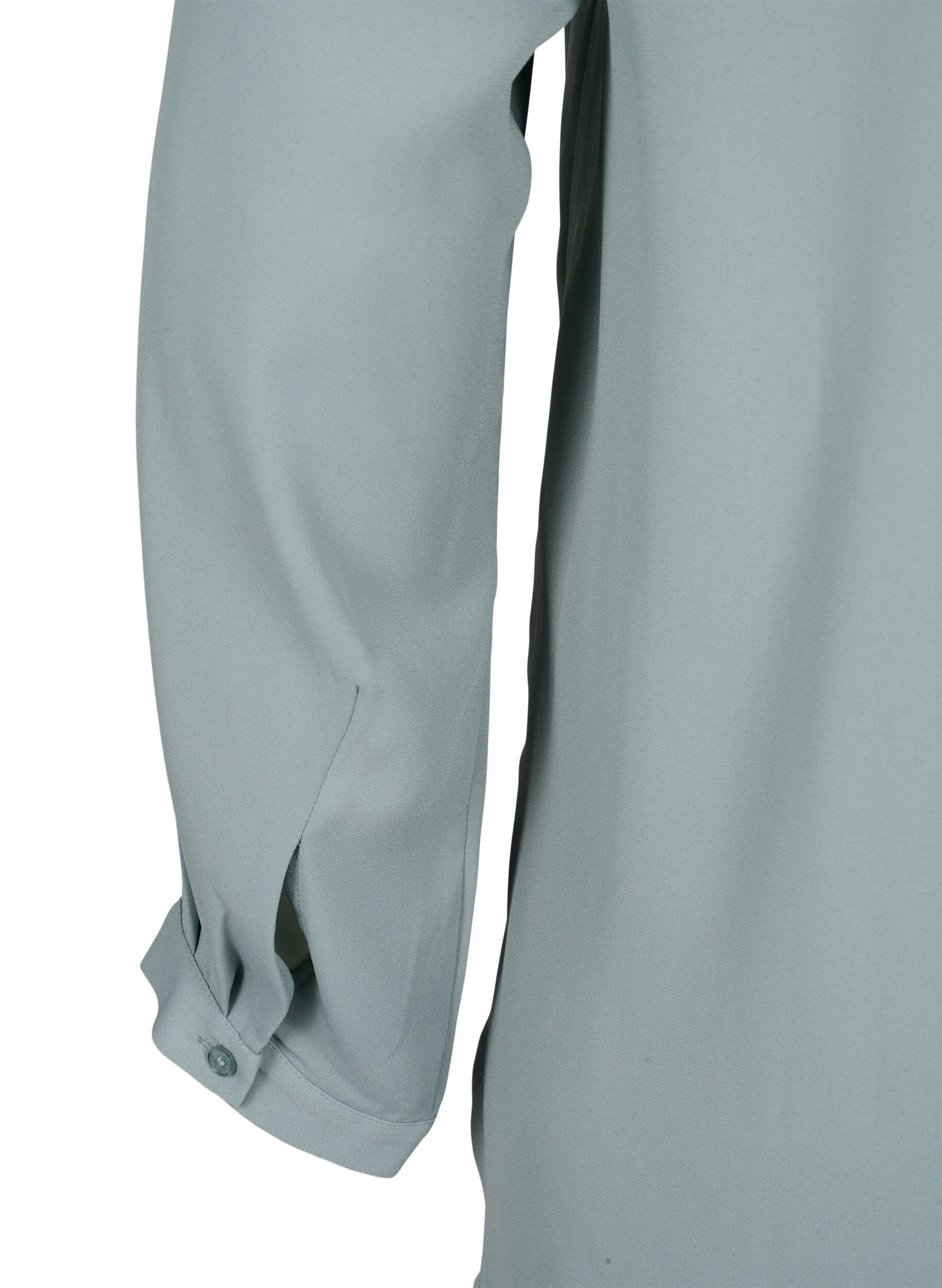 Zizzi Effen shirt met V-hals, Chinois Green, Packshot image number 4