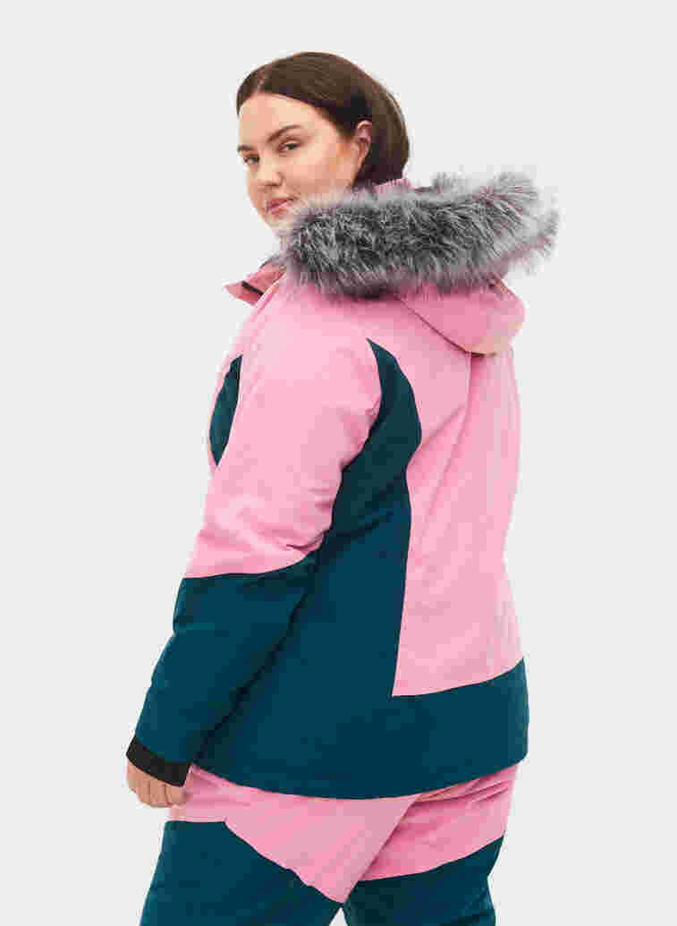 Ski jas met afneembare capuchon, Sea Pink Comb, Model image number 1