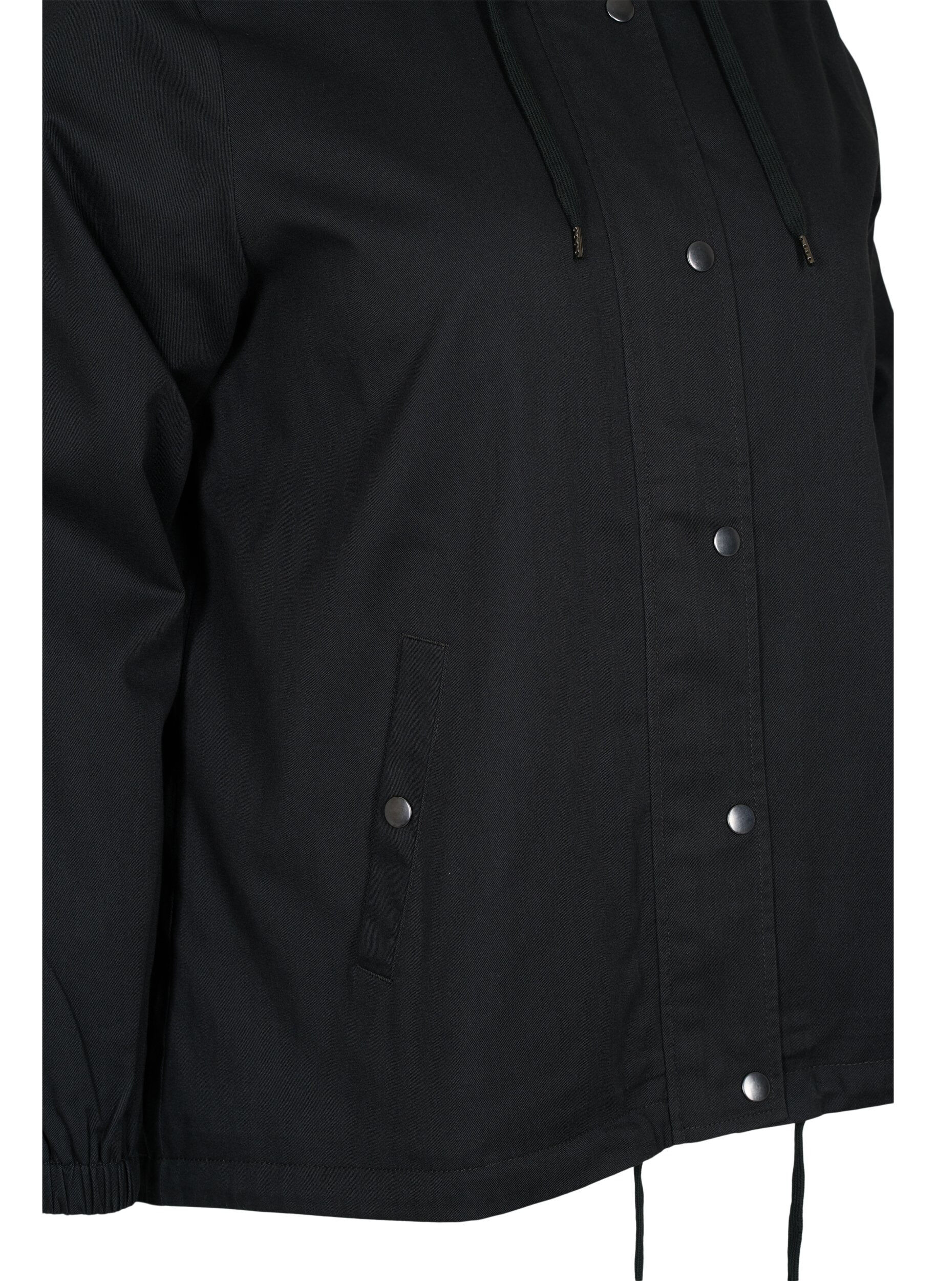 Zizzi Parka jas met capuchon en steekzakken, Black, Packshot image number 3