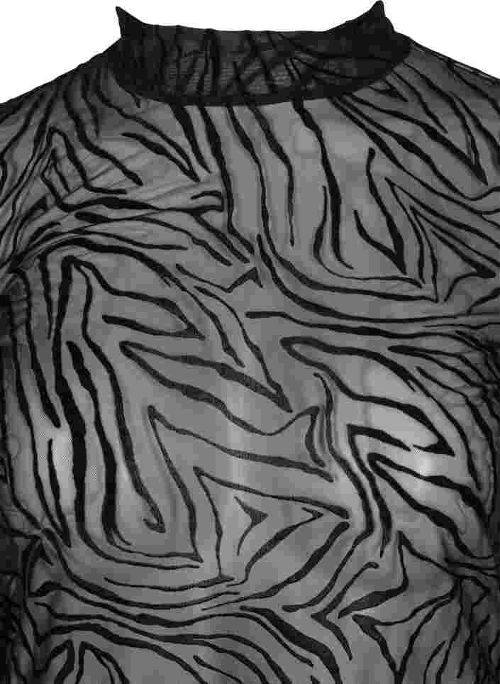 Gedessineerde mesh top, Black Tiger AOP, Packshot image number 2