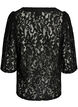 Kanten blouse met korte mouwen en V-hals, Zwart, Packshot image number 1