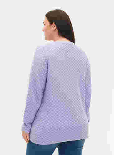 Gebreide top met patroon en v-halslijn, Lavender, Model image number 1