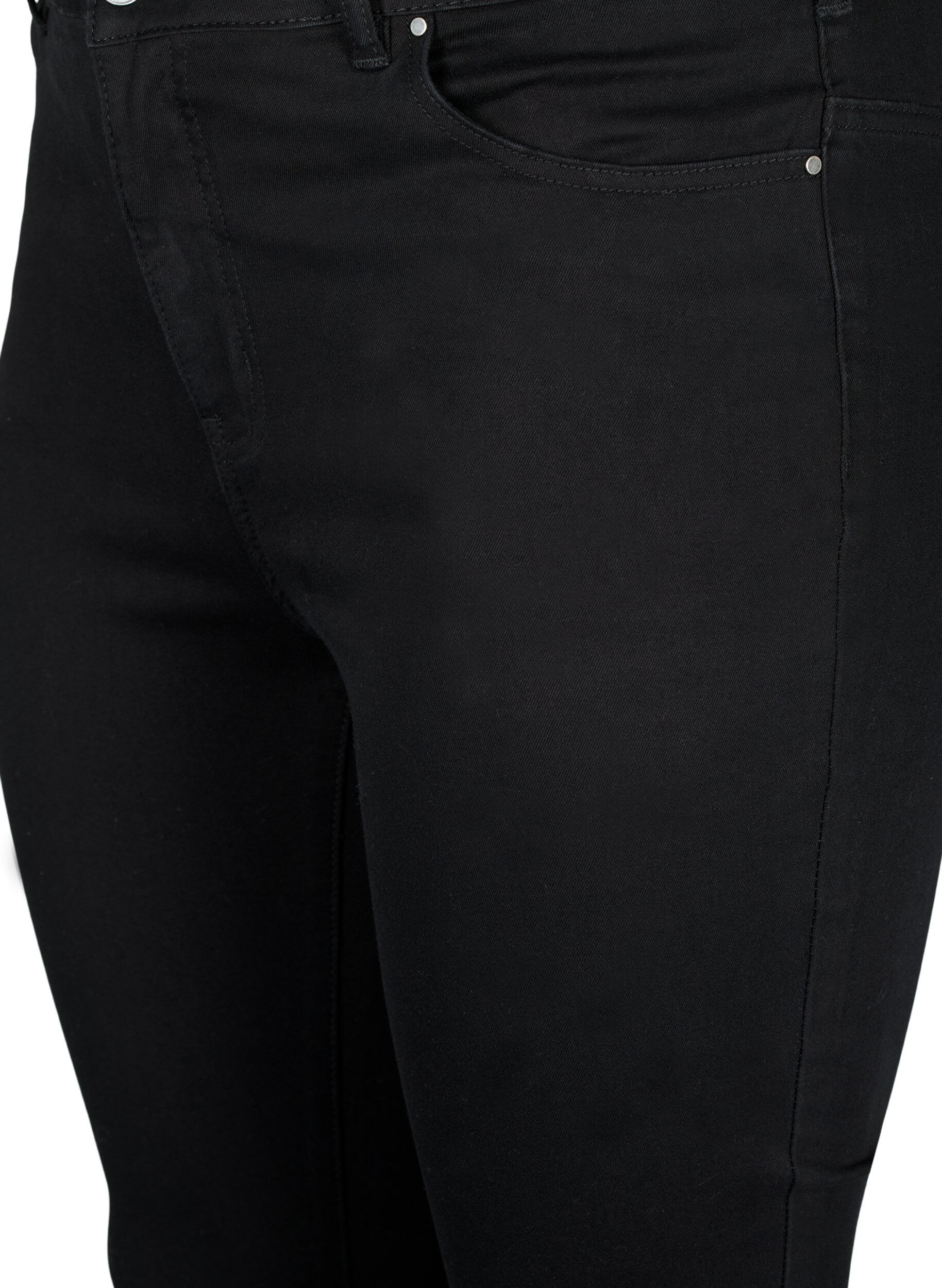 Zizzi Hoge taille Amy jeans met strass steentjes, Black, Packshot image number 2