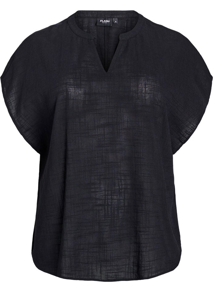 FLASH - Losse blouse met kapmouwen, Zwart, Packshot image number 0