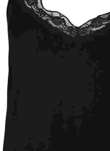 Pyjama jurk met kanten rand in viscose, Black, Packshot image number 2