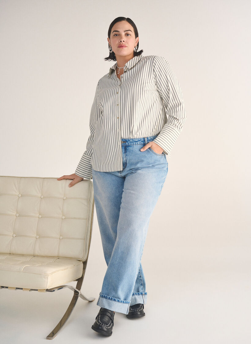 Wijde jeans met omgeslagen pijpen, Blauw, Image image number 0