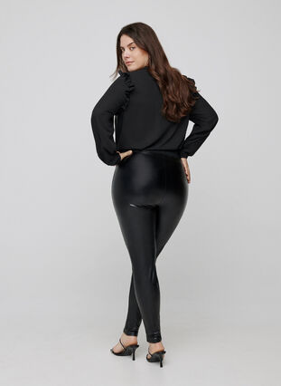 Lange glanzende legging, Black w/glitter, Model image number 0