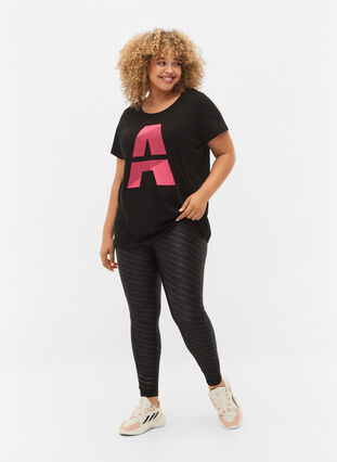 Sport-T-shirt met print, Black w. Pink A, Model image number 2