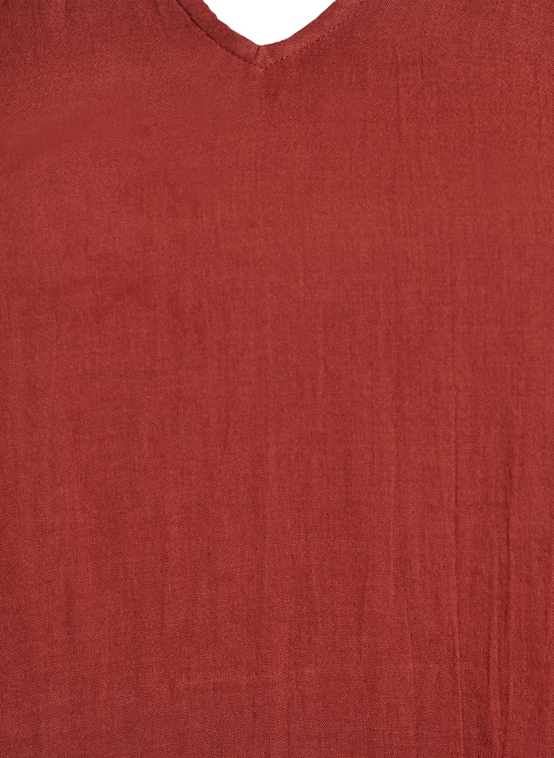 Zizzi Mouwloze top van katoenen mousseline met ruches, Rood, Packshot image number 2