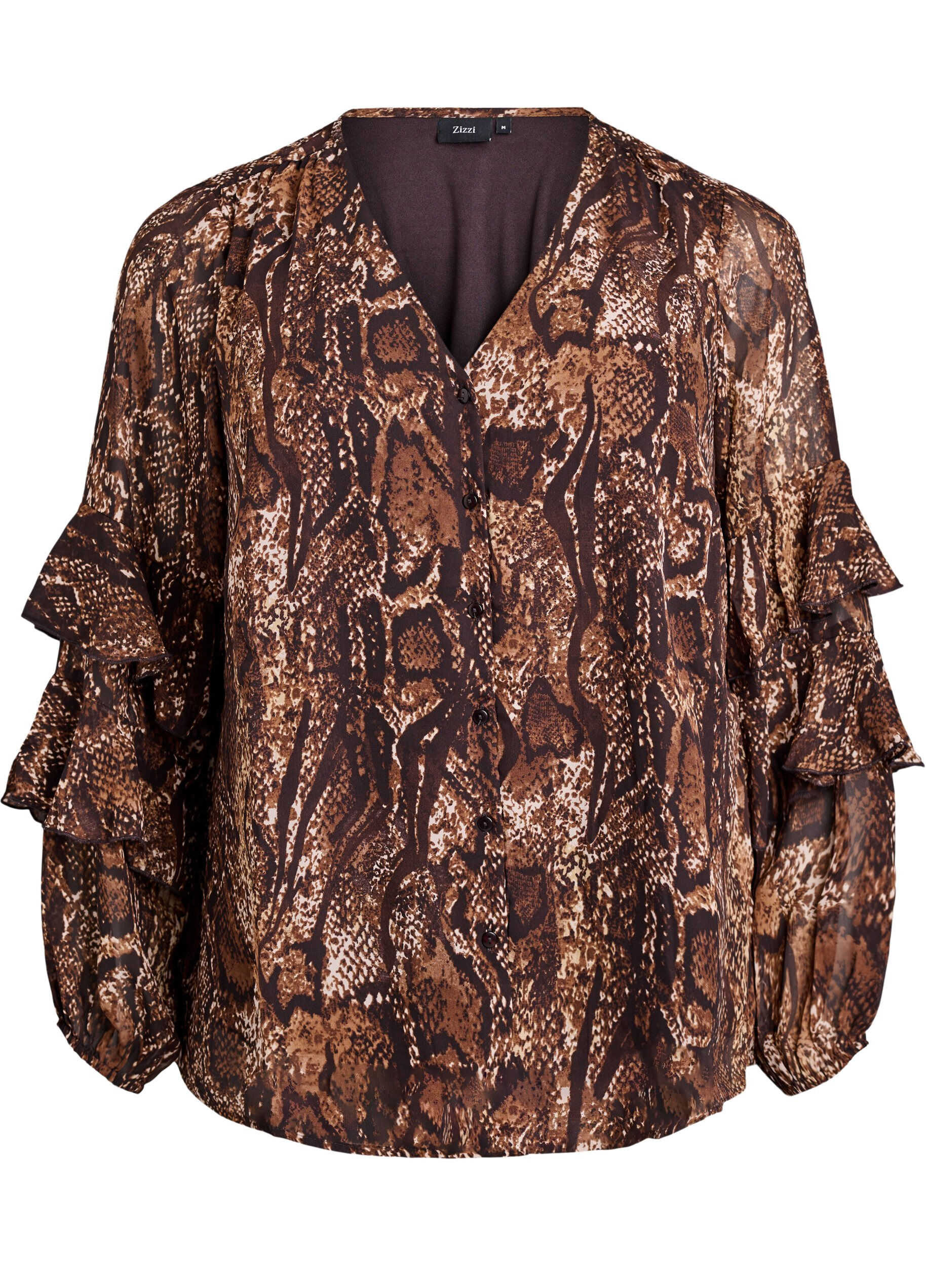 Blouse met dierenprint en ruches