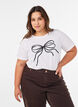 T-shirt van biologisch katoen met decoratief motief, Wit, Model image number 0