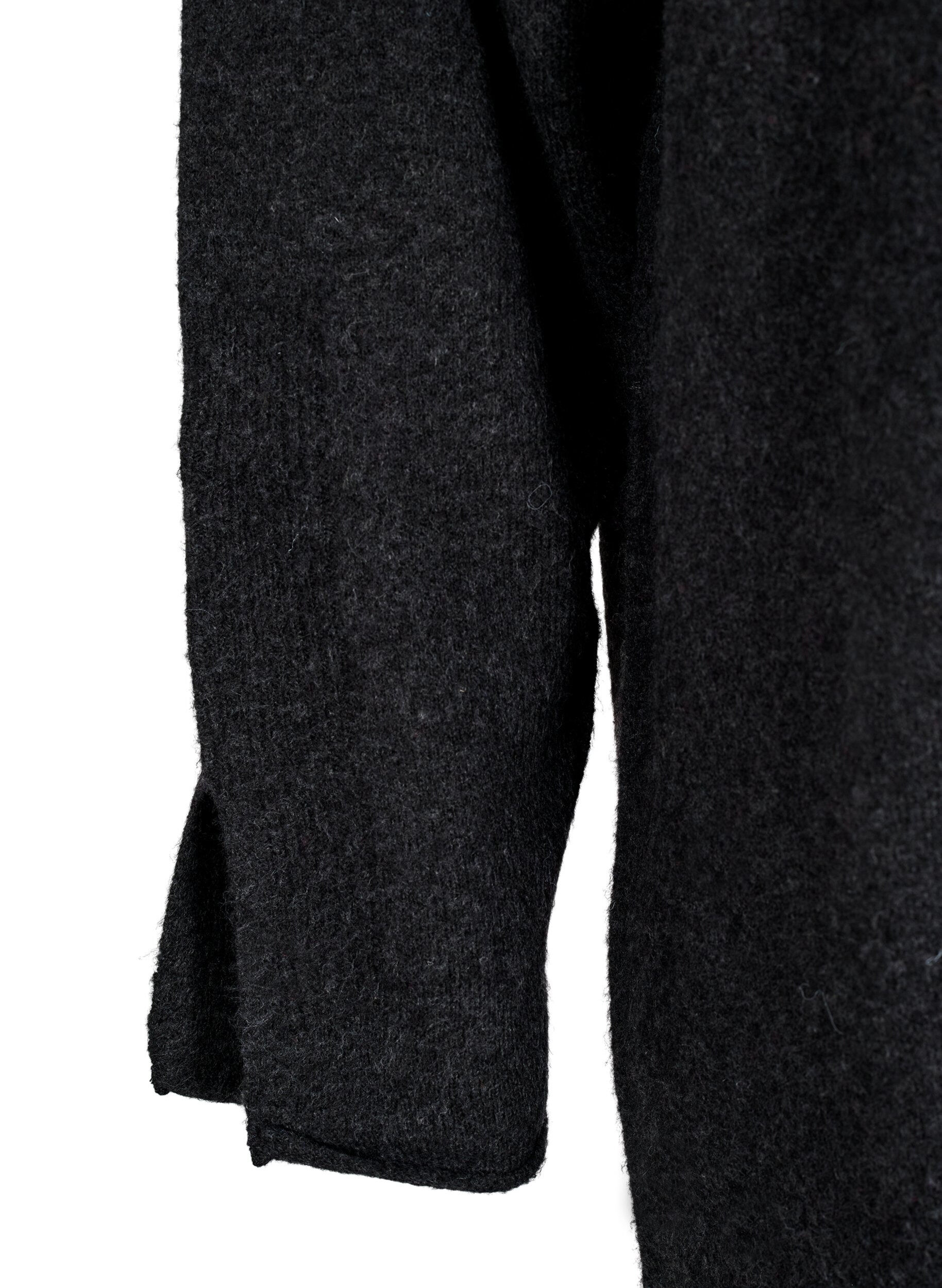 Zizzi Gebreide jurk met splitten, Dark Grey Melange, Packshot image number 3