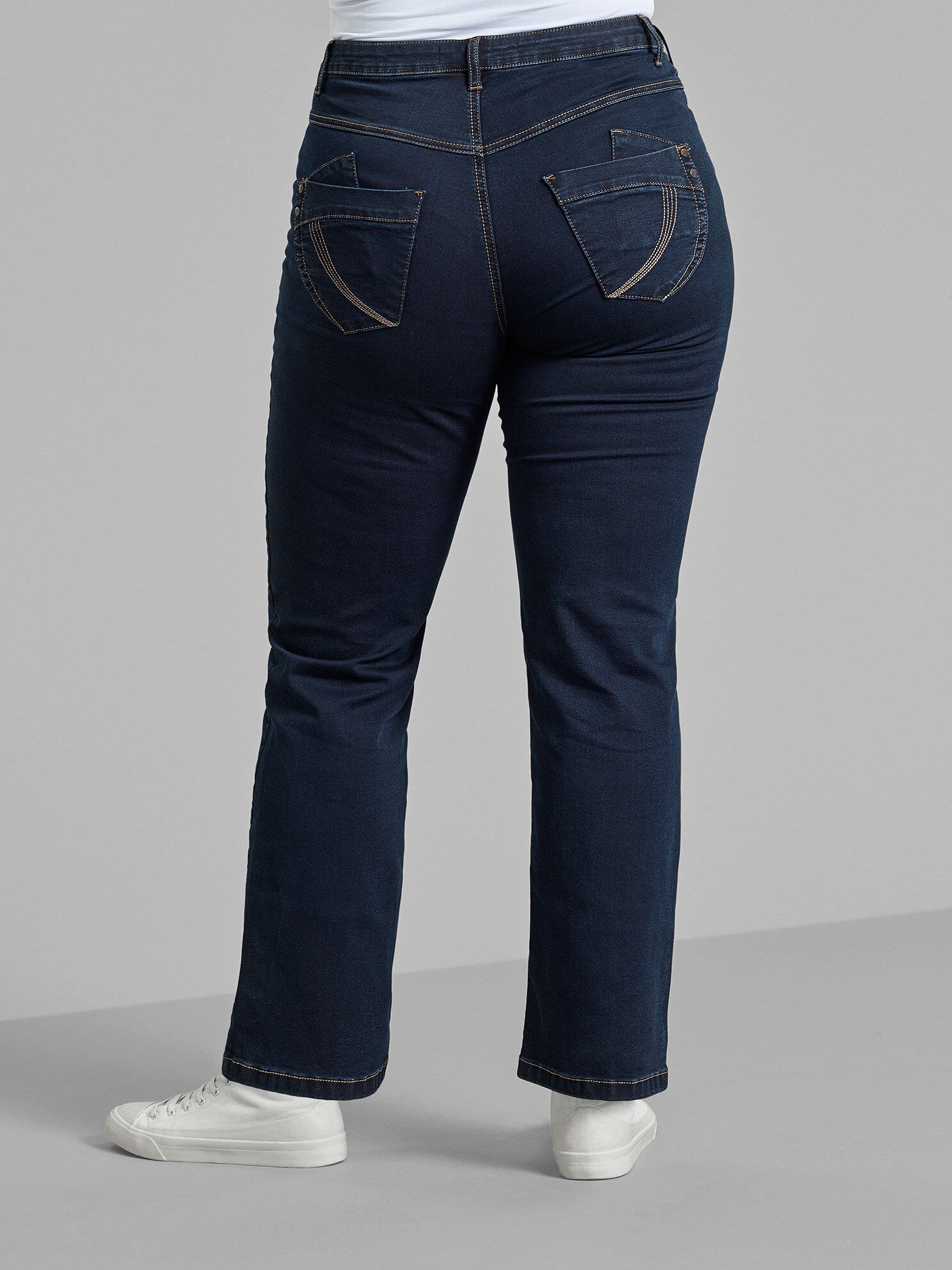 Zizzi Regular fit Gemma jeans met hoge taille, Blauw, Model image number 3