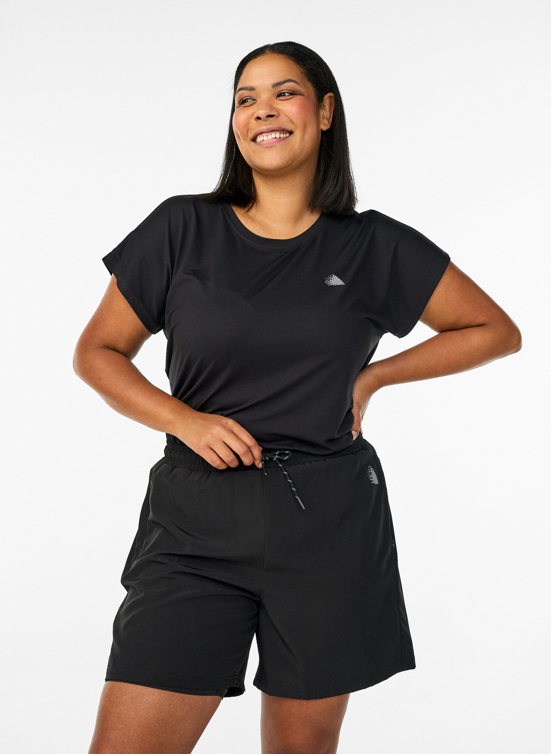 Trainingshort met binnenbroek en telefoonzakje, Zwart, Model