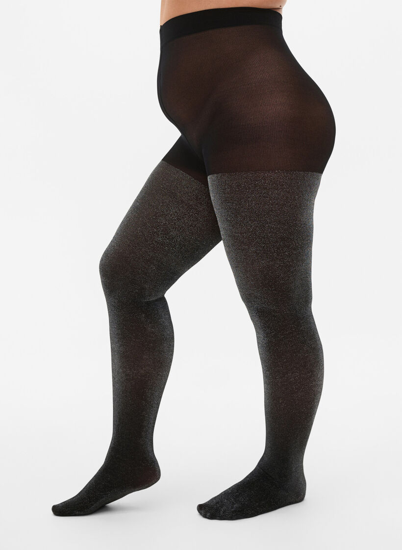 Glitter panty in 50 denier, Zwart, Model