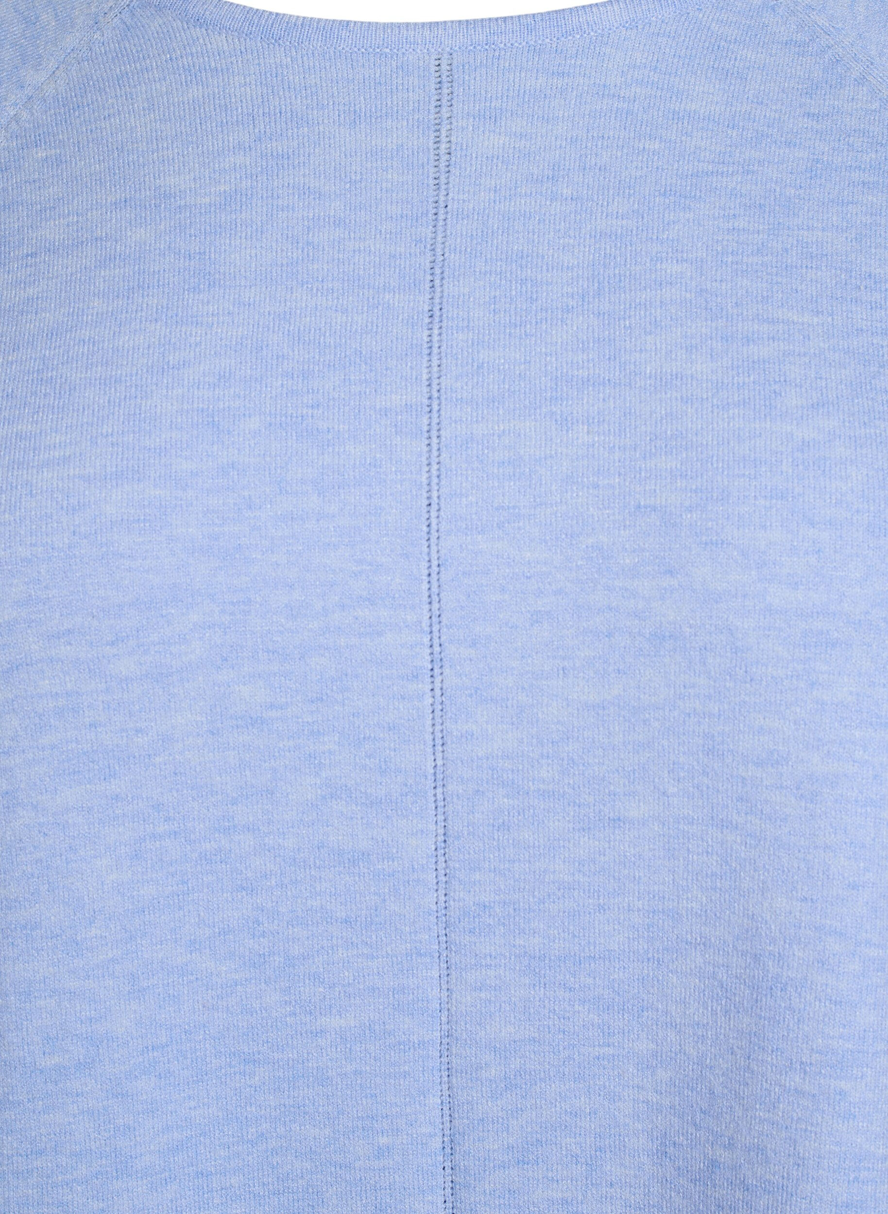 Zizzi Gebreide blouse met ronde hals en gebreid patroon, Blauw, Packshot image number 2