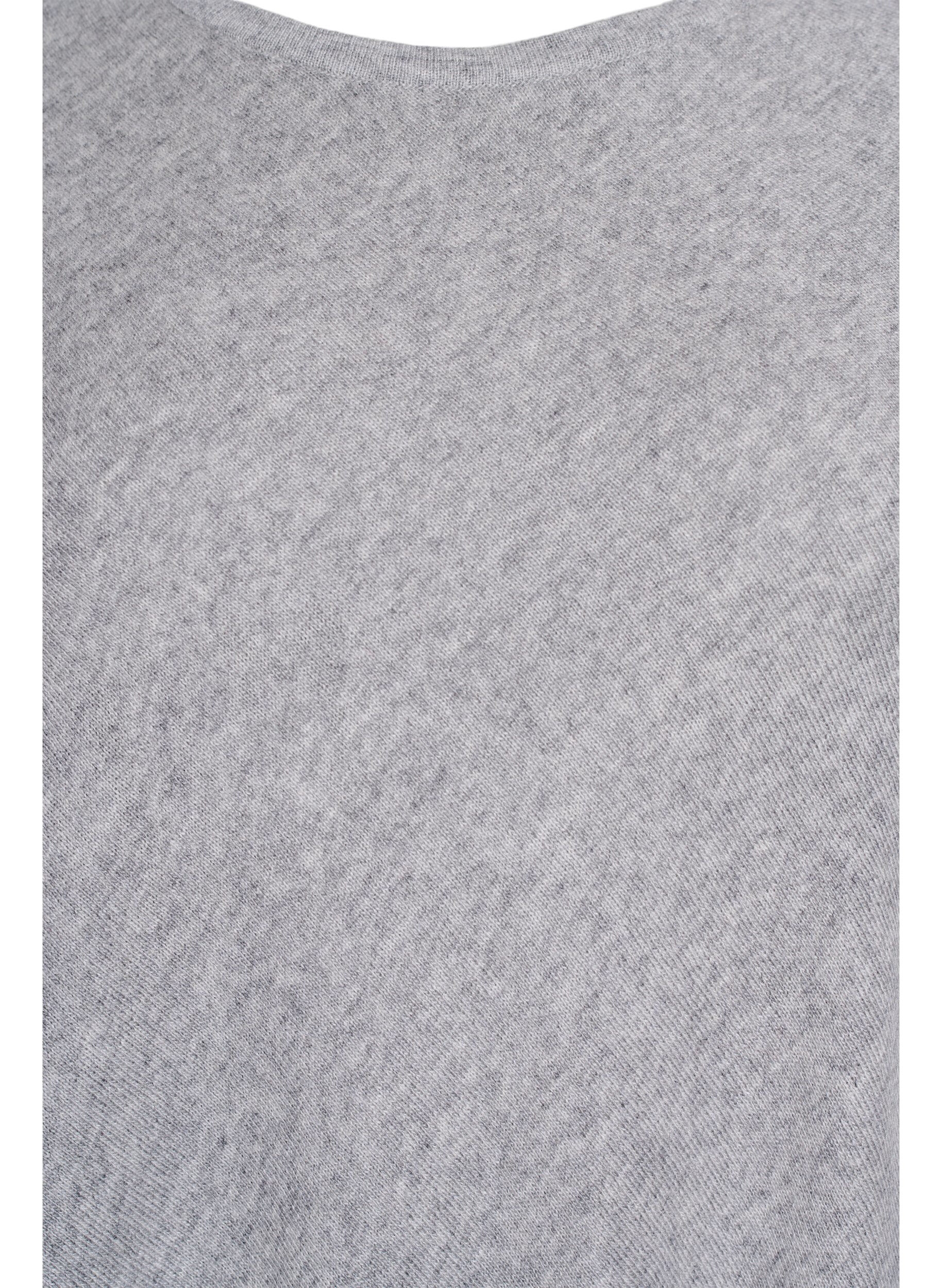 Zizzi Fijngebreide poncho, Grijs, Packshot image number 2