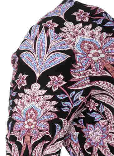 Viscose jurk met print en smok , Black Graphic Flower, Packshot image number 2