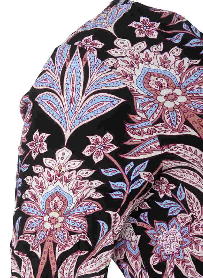 Viscose jurk met print en smok , Black Graphic Flower, Packshot image number 2