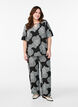 Losvallende viscose broek met print, Zwart, Model image number 0