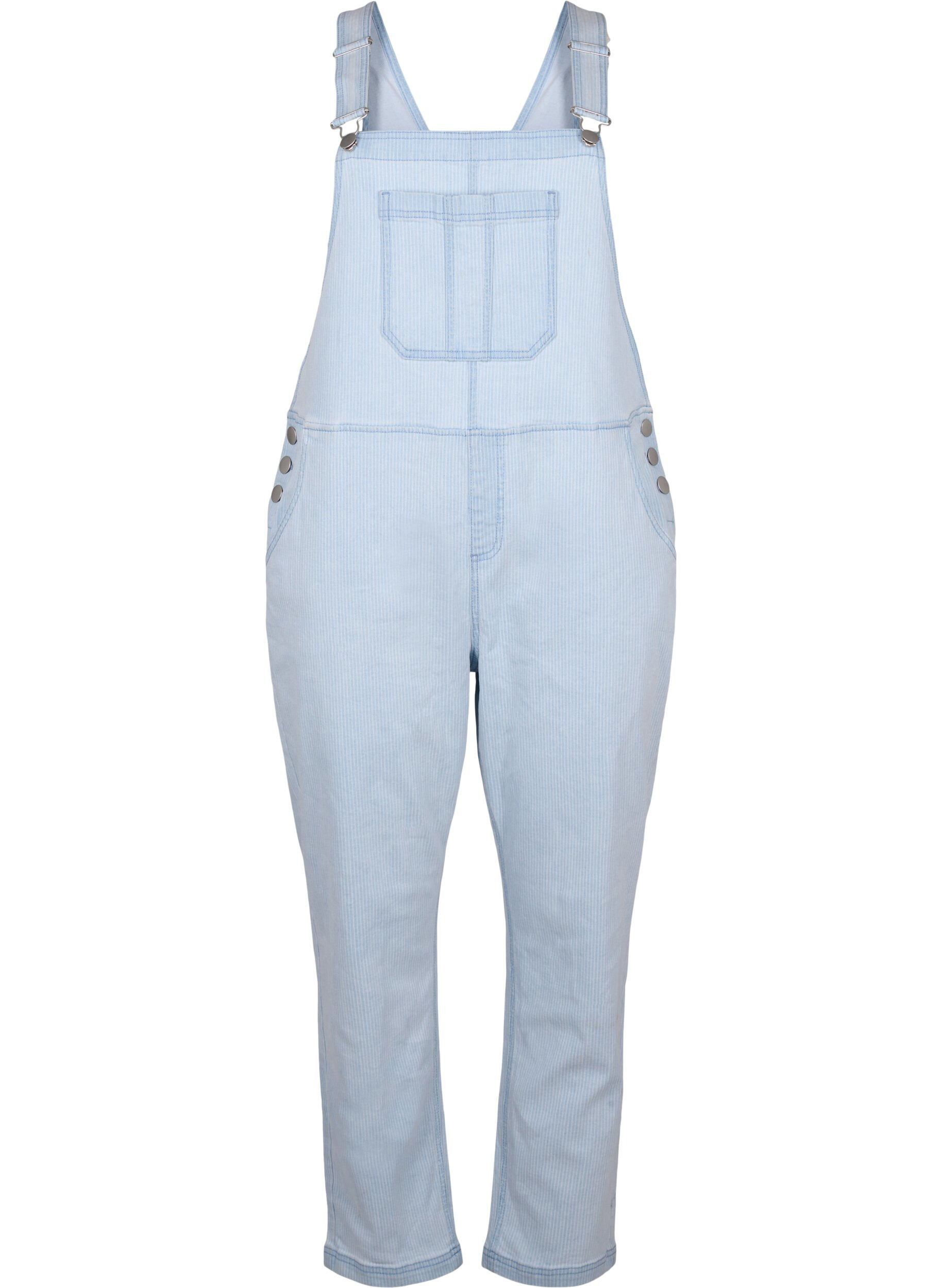 Zizzi Gestreepte denim overall, L. Blue Denim Stripe, Packshot image number 0
